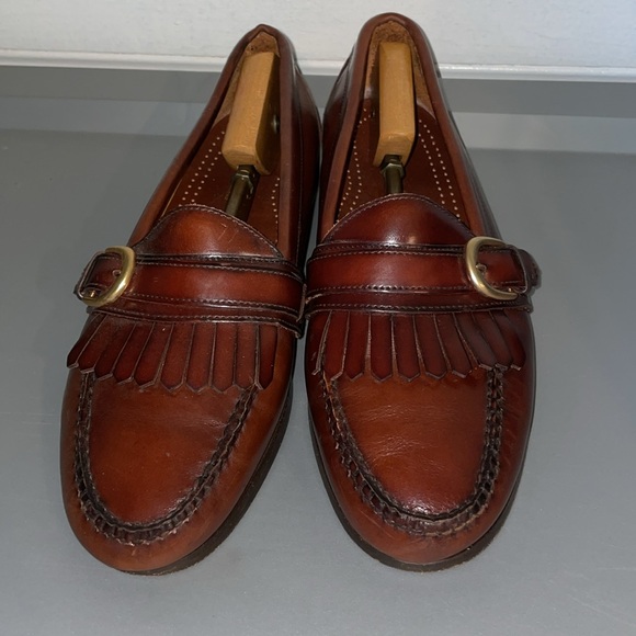 Cole Haan Monk Strap Buckle Leather Men Shoes Brown Sz 10.5 D Genuine Hand Sew - Picture 2 of 8